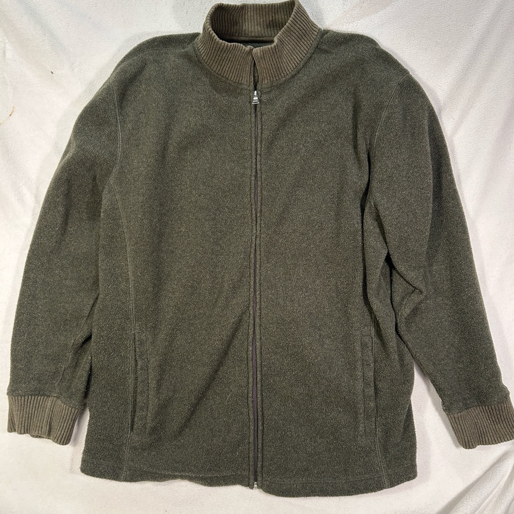 St Johns Bay Green Thick Plush Fleece Men’s Jacket zip up Size M